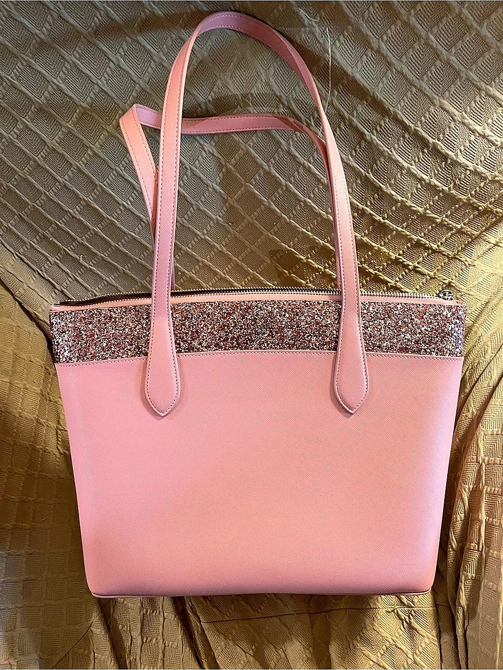 Kate Spade Pink Glitter Trim Tote